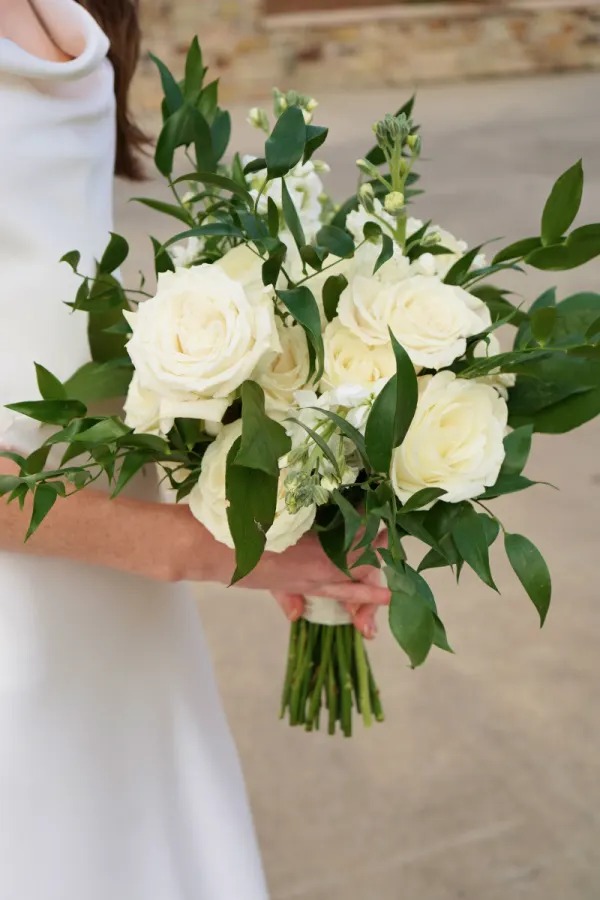 Garden wedding bouquet — styled with bride
