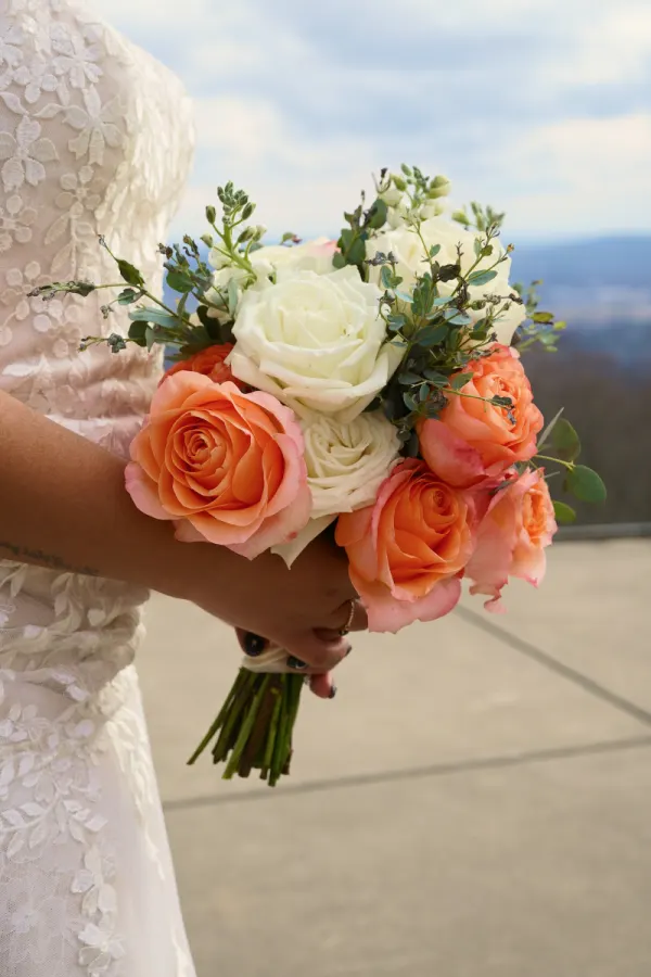 Whimsical wedding bouquet — styled with bride
